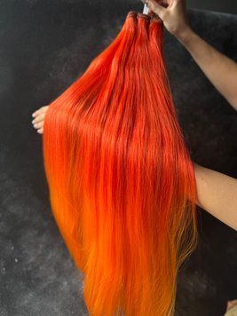 Пряме волосся на тресах #NEON ORANGE 80см  00TNEONORANGE фото