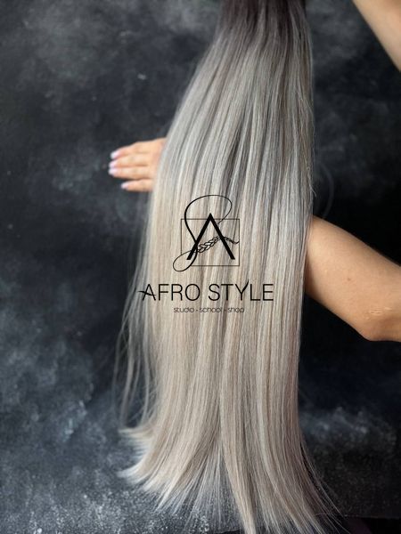 Пряме волосся на тресах GLADYS #OMBRE GREY 65см  0TOMBREGRAY фото