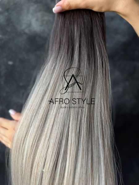 Пряме волосся на тресах GLADYS #OMBRE GREY 65см  0TOMBREGRAY фото